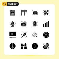 Group of 16 Solid Glyphs Signs and Symbols for boat medical drawing health pencil Editable Vector Design Elements