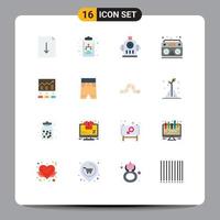 Modern Set of 16 Flat Colors Pictograph of efforts business water arrow radio Editable Pack of Creative Vector Design Elements