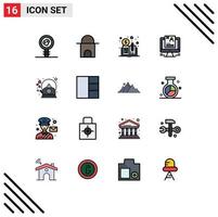 Universal Icon Symbols Group of 16 Modern Flat Color Filled Lines of coffee cv currency computer profile Editable Creative Vector Design Elements