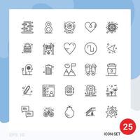 conjunto de 25 iconos modernos de la interfaz de usuario signos de símbolos para la cámara favorita de flores como elementos de diseño vectorial editables del corazón vector