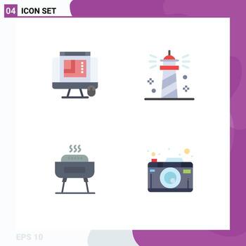 4 concepto de icono plano para sitios web móviles y aplicaciones diseño css barbacoa diseño web festividad oceánica elementos de diseño vectorial editables vector