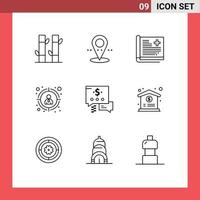 Outline Pack of 9 Universal Symbols of dollar chat history target customer seo Editable Vector Design Elements