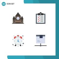 4 Universal Flat Icon Signs Symbols of canada timekeeper landmark tasks delivery Editable Vector Design Elements