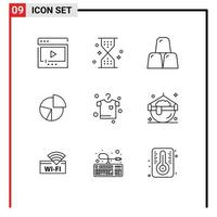 9 Thematic Vector Outlines and Editable Symbols of finance business ui chart finance Editable Vector Design Elements