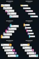 plantilla de diapositiva de presentación del paquete de infografías vectoriales 6 diagramas de ciclo de 5 pasos y líneas de tiempo vector