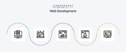 paquete de iconos de línea 5 de desarrollo web que incluye administración. datos. gráfico. error. desarrollo vector