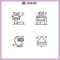 4 Universal Filledline Flat Colors Set for Web and Mobile Applications beach exhaustion summer museum mental Editable Vector Design Elements