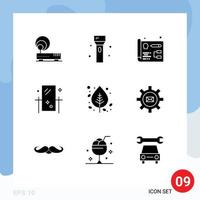 Group of 9 Solid Glyphs Signs and Symbols for autumn mirror technology grooming beauty Editable Vector Design Elements