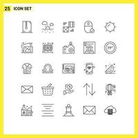 Pictogram Set of 25 Simple Lines of hardware devices dice connected five Editable Vector Design Elements