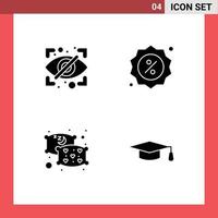 4 Universal Solid Glyphs Set for Web and Mobile Applications block relax security market academic Editable Vector Design Elements
