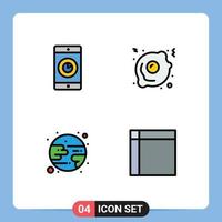 4 User Interface Filledline Flat Color Pack of modern Signs and Symbols of application moon time food handkerchief Editable Vector Design Elements