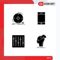 Set of 4 Modern UI Icons Symbols Signs for clinical devices healthcare iphone music Editable Vector Design Elements