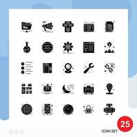 Group of 25 Solid Glyphs Signs and Symbols for document calendar announce appointment electric Editable Vector Design Elements