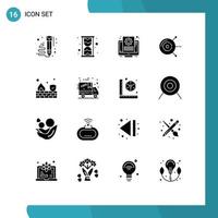 Pack of 16 creative Solid Glyphs of firewall hard drive disk document disk computer Editable Vector Design Elements