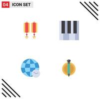 Stock Vector Icon Pack of 4 Line Signs and Symbols for pendant globe decoration music web Editable Vector Design Elements