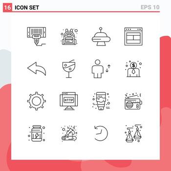 conjunto de 16 contornos vectoriales en cuadrícula para deshacer diseño web de abducción de sitio web elementos de diseño vectorial editables vector