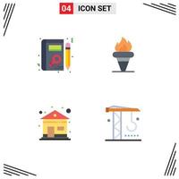 Pictogram Set of 4 Simple Flat Icons of book building learning greece house Editable Vector Design Elements