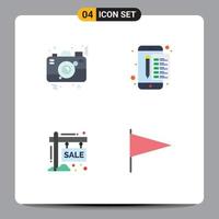 Universal Icon Symbols Group of 4 Modern Flat Icons of camera tax picture file hording Editable Vector Design Elements