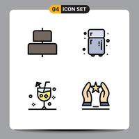 Modern Set of 4 Filledline Flat Colors and symbols such as align drink electronic beach built Editable Vector Design Elements