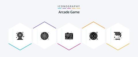 Arcade 25 Glyph icon pack including breaker. play. steering. game. racing car vector