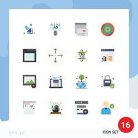 Group of 16 Flat Colors Signs and Symbols for tabs app money process setup Editable Pack of Creative Vector Design Elements