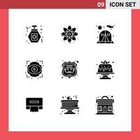 9 Universal Solid Glyph Signs Symbols of bakery robot database chair internet bot view Editable Vector Design Elements