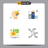 Pack of 4 Modern Flat Icons Signs and Symbols for Web Print Media such as analysis race human position notification Editable Vector Design Elements