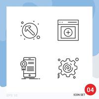 Pack of 4 Modern Filledline Flat Colors Signs and Symbols for Web Print Media such as arrow certification up left upload application Editable Vector Design Elements