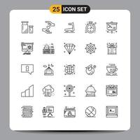 Modern Set of 25 Lines and symbols such as molecule lesson machine shopping compass Editable Vector Design Elements
