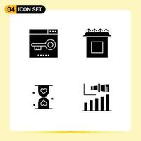 Set of 4 Modern UI Icons Symbols Signs for engine hourglass optimization install hour Editable Vector Design Elements