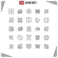 Stock Vector Icon Pack of 25 Line Signs and Symbols for socket electric cap video computer Editable Vector Design Elements