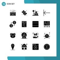 16 Thematic Vector Solid Glyphs and Editable Symbols of book money package digital start Editable Vector Design Elements