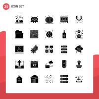 conjunto de 25 iconos de ui modernos símbolos signos para mensaje de fuga comida chat acción de gracias elementos de diseño vectorial editables vector