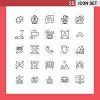 Modern Set of 25 Lines and symbols such as online female girl development sms Editable Vector Design Elements