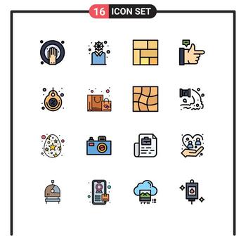 Group of 16 Modern Flat Color Filled Lines Set for tag label golden label like Editable Creative Vector Design Elements