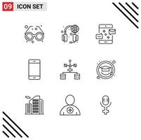 9 Outline concept for Websites Mobile and Apps hardware devices world computers marketing Editable Vector Design Elements