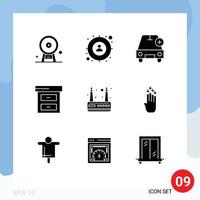 Universal Icon Symbols Group of 9 Modern Solid Glyphs of modem business target archive plus Editable Vector Design Elements