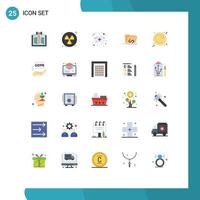 Group of 25 Flat Colors Signs and Symbols for sun software cap internet exploit Editable Vector Design Elements