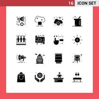 16 Universal Solid Glyph Signs Symbols of lab biology cloud software biochemistry digital Editable Vector Design Elements