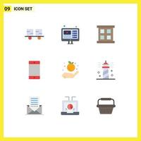 Modern Set of 9 Flat Colors and symbols such as apple farming live school mobile Editable Vector Design Elements