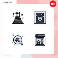 User Interface Pack of 4 Basic Filledline Flat Colors of cake arrows giant drive left up Editable Vector Design Elements