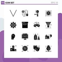Set of 16 Commercial Solid Glyphs pack for nuclear sale construction fashion clothes Editable Vector Design Elements