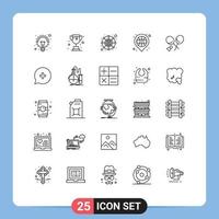 25 Creative Icons Modern Signs and Symbols of sports badminton hierarchy sport location Editable Vector Design Elements