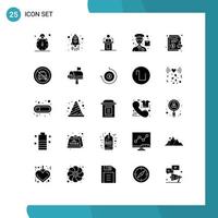 Set of 25 Vector Solid Glyphs on Grid for man courier speaker speech pudlic Editable Vector Design Elements