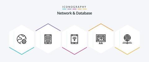 Network And Database 25 Line icon pack including design. app. smartphone. smartphone. network vector