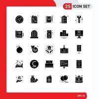 Interfaz de usuario de 25 paquetes de glifos sólidos de signos y símbolos modernos del documento del libro de compras de bricolaje escribir elementos de diseño vectorial editables vector
