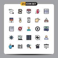 conjunto de 25 iconos de interfaz de usuario modernos símbolos signos para dispositivos administración computadora mujer mujer elementos de diseño vectorial editables vector