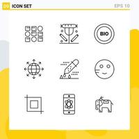 Universal Icon Symbols Group of 9 Modern Outlines of world global lunch connection energy Editable Vector Design Elements