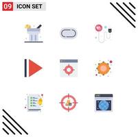 9 Universal Flat Color Signs Symbols of musical instrument recharge target medical Editable Vector Design Elements