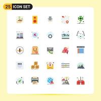 Set of 25 Modern UI Icons Symbols Signs for ireland clover microphone pin heart Editable Vector Design Elements